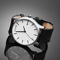 White Face Watch Black Leather Band