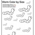Worm Color by Size Worksheet
