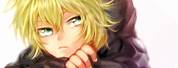 Anime Boy with Blonde Hair and Green Eyes