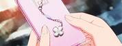 Anime Girl Holding Pink Flip Phone