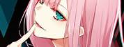 Anime Girl with Pink Hair and Green Eyes