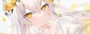 Anime Girl with White Hair and Yellow Eyes