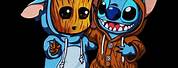Baby Groot and Stitch PNG