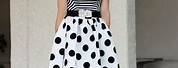 Black Polka Dot Skirt White Top