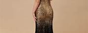 Black and Gold Plus Size Cocktail Dress