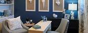 Blue Office Decor with Light Brown Walls