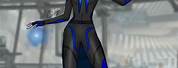 Blue and Black Superhero Suit