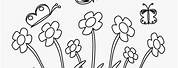 Cartoon Black and White Spring Flowers