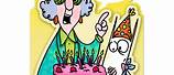 Cartoon Old Lady Wishing a Happy Birthday