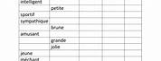 French Adjectives Worksheet PDF