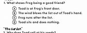 Frog and Toad a List Worksheet