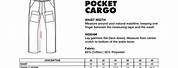 Front Pocket Cargo Pants Size Chart