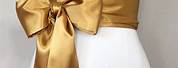 Gold Wrap Dress with Long Sash