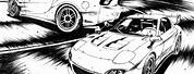 Initial D Art Black and White