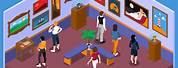 Isometric Illustration of an Art Gallery