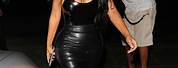 Kim Kardashian Black Leather Skirt