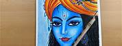 Krishna Ji Drawing with Colour Pencil