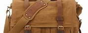 Leather Messenger Bag with Canvas Shoulder Strap