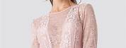Light Pink Long Sleeve Lace Bodysuit