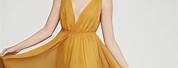 Mustard Color Formal Plus Size Dress