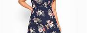 Navy Maxi Dress with Pink Flowers