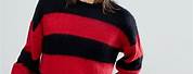 Neutral Red and Black Striped Sweater