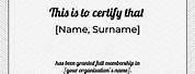Organization Membership Certificate