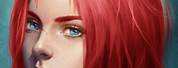 Red Hair Blue Eyes Digital Art