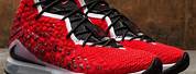 Red and Black LeBron Shoes 10