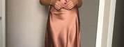 Rose Gold Satin Midi Dress