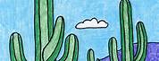 Simple Cactus Drawing in the Desert