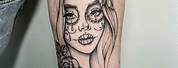 Sugar Skull Woman Tattoo Stencil