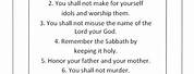 Ten Commandments List Printable