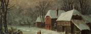 Victorian Reverse Painting Winter Scene