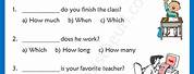 Wh-Questions Worksheet Grade 2
