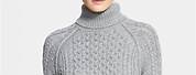 White Mock Neck Cable Knit Sweater H and M