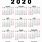 2020 Calendar Free Printable by Month