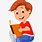 A Boy Reading a Book Clip Art