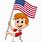 Cartoon American with Flag