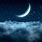 Crescent Moon and Star in the Night Sky