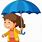 Girl Holding Umbrella Clip Art