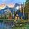 Mountain Cabin Scene Painting