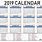 Vertical Calendar Template 2019