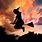 Witch Flying On BroomStick