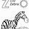 Zebra Letter Z Coloring Page