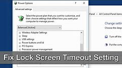 Change Windows 10 Lock Screen Timeout Setting within Power Options