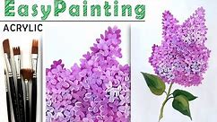 "Lilac" How to paint flower 🎨ACRYLIC tutorial for beginners
