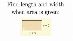 Find Length and Width of a Rectangle when Area is Given