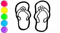 Draw slippers Beach slippers,girls sandal easy Step-By-Step Drawing For Kids|| How To Draw Slippers.