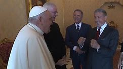 Pope Francis playfully spars with Stallone